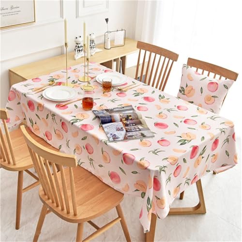 Chickwin Wachstuch Tischdecke für Restaurant Küche, Fruchtmuster Rechteckig Wasserdicht Ölbeständig Wachstischdecke Pflegeleicht Garten Party Tischdecken (Pfirsich B,130x220cm) von Chickwin