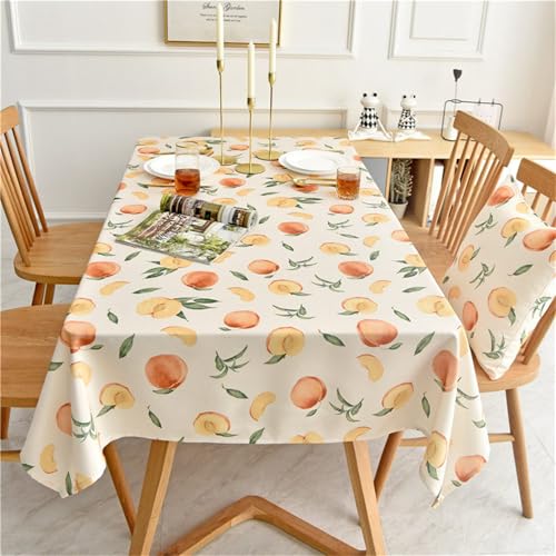 Chickwin Wachstuch Tischdecke für Restaurant Küche, Fruchtmuster Rechteckig Wasserdicht Ölbeständig Wachstischdecke Pflegeleicht Garten Party Tischdecken (Pfirsich C,120x160cm) von Chickwin