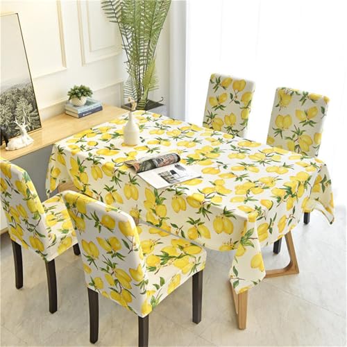 Chickwin Wachstuch Tischdecke für Restaurant Küche, Fruchtmuster Rechteckig Wasserdicht Ölbeständig Wachstischdecke Pflegeleicht Garten Party Tischdecken (Zitrone,90x90cm) von Chickwin