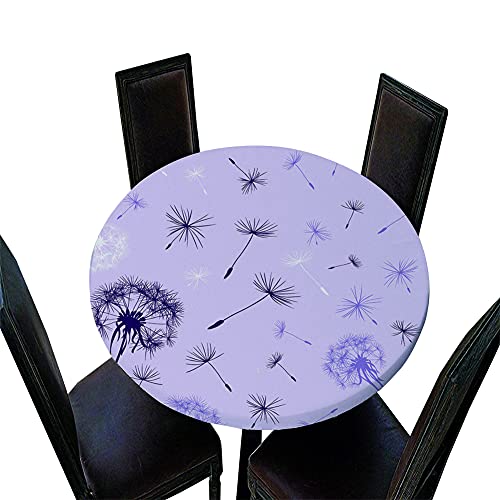 Chickw1 Tischdecke Rund Elastische Kante, 3D Pflanze Drucken Tischdecken Wasserdicht Abwischbar Abwaschbar Tischtuch für Küche Outdoor Garten Dekoration (Lila Löwenzahn,Durchmesser 100cm) von Chickwing
