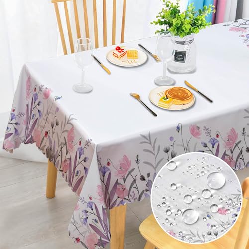 Tischdecke Abwaschbar Rechteckig Florals Garten Tischdecken Fleckschutz Tischwäsche Wasserdicht Tischtuch für Draußen Esszimmer, Küche, Garten, Party, Hochzeiten oder Haushalt 110x140cm von Chicnix