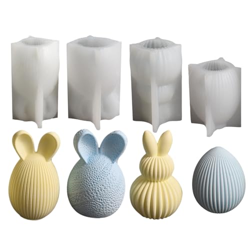 2 x Osterkerzen-Silikonform, Hasen-Ei-Harzguss-Set mit abnehmbaren Ohren, Mehrzweck-Seifen/Kerze/Betonform für Frühlings-Handwerksprojekte von Chienc