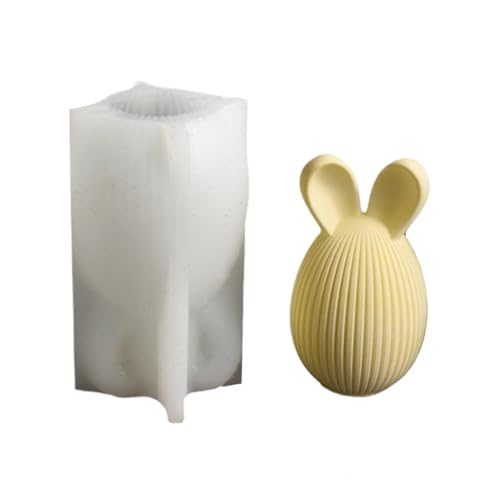 2 x Osterkerzen-Silikonform, Hasen-Ei-Harzguss-Set mit abnehmbaren Ohren, Mehrzweck-Seifen/Kerze/Betonform für Frühlings-Handwerksprojekte von Chienc