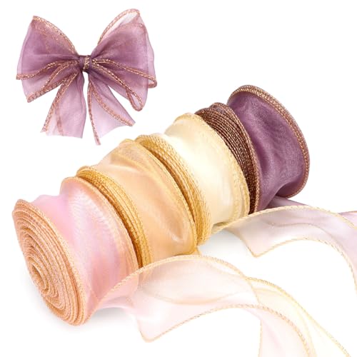 40 Yards Goldene Rand Bänder für Geschenkverpackung, 4 Farben Klares Chiffonband, Band Organza zum Basteln, Kranz, Haarschleifen, Geschenkverpackung, Hochzeit 40 Yards Goldene Rand Bänder für Geschenkverpackung, 4 Farben Klares Chiffonband, Band Organza zum Basteln, Kranz, Haarschleifen, Geschenkverpackung, Hochzeit von Chihutown