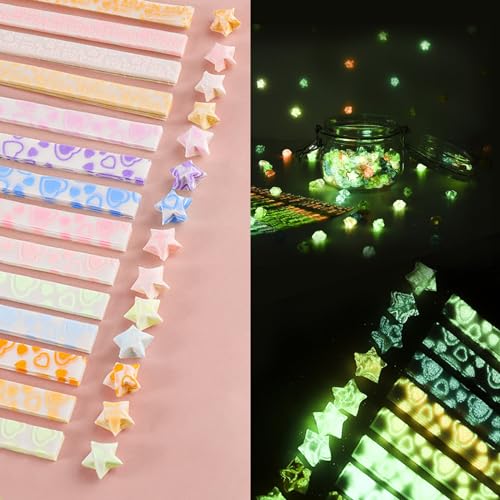 Chihutown 420pcs Origami-Stern-Papierstreifen, Glänzendes Origami-Papier, Dreieckig, für Dekorationen, handgefertigte Geschenke, DIY-Projekte, Schuldisplays, Stressabbau von Chihutown