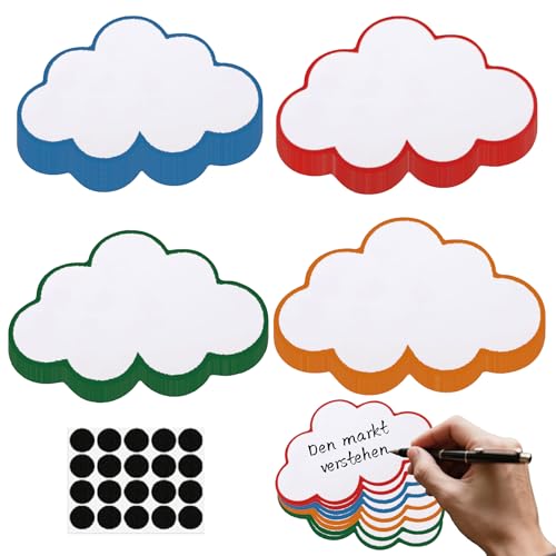 ChilArt 60 Stück Karteikarten Wolke,4 Farben moderationskarten,mit 20 Selbstklebenden Klettband,Geeignet für Studium,Büro,Präsentationen, Meetings und Mind Mapping(23x14cm) von ChilArt