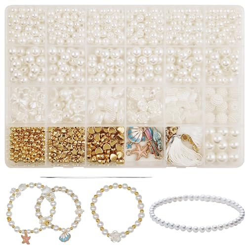 ChilArt 720 Stück Weißes Armbänder Selber Machen Set für Erwachsene,Perlen Schmuck Selber Machen set,Perlen zum Auffädeln für Schmuckherstellung,Party, Oster und Geburtstagsarmband Perlenset ChilArt 720 Stück Weißes Armbänder Selber Machen Set für Erwachsene,Perlen Schmuck Selber Machen set,Perlen zum Auffädeln für Schmuckherstellung,Party, Oster und Geburtstagsarmband Perlenset von ChilArt