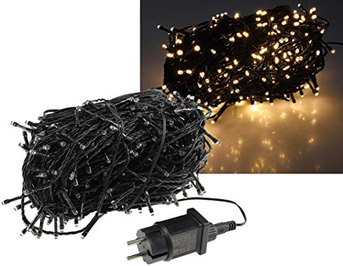 ChiliTec LED Lichterkette Aussen 40 Meter mit 400 LEDs Schwarzes Kabel Spritzwassergeschützt IP44 Beleuchtung Garten Haus Balkon Terrasse Warmweiß von ChiliTec