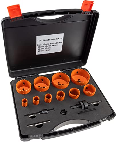 ChiliTec Lochsäge Set 15-teilig Bi-Metall M42 10 Größen 19 22 25 29 38 44 54 60 68 74 mm für Metall Holz Kunststoff ChiliTec Lochsäge Set 15-teilig Bi-Metall M42 10 Größen 19 22 25 29 38 44 54 60 68 74 mm für Metall Holz Kunststoff von ChiliTec