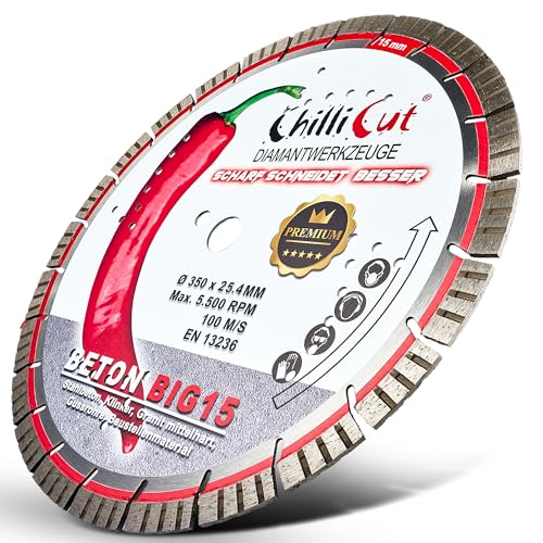 Chillicut 15 Diamantscheibe, Trennscheibe, Trennschleifer, Betonsäge | Profi Diamant-Trennscheiben Beton, Stein | Diamanttrennscheibe für Betonplatten, Industriediamanten-Turbo-Schneider Chillicut 15 Diamantscheibe, Trennscheibe, Trennschleifer, Betonsäge | Profi Diamant-Trennscheiben Beton, Stein | Diamanttrennscheibe für Betonplatten, Industriediamanten-Turbo-Schneider von Chilli Cut