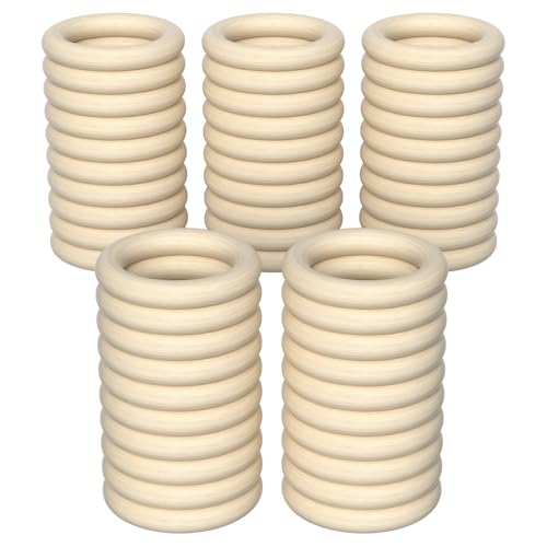 Chiluxendo 50 Stück Holzringe zum Basteln, Makramee Ringe, Serviettenringe, Holzring Hölzern, Natürliche Holzreifen, für Kunst & Handwerk, Heimwerken, Wohnkultur & Schmuckherstellung (Ø 45mm) von Chiluxendo