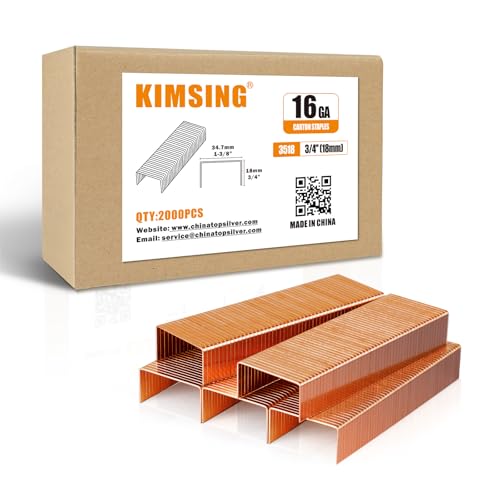 KIMSING 16 Gauge 18 mm Länge Carton Closing Staples, 2000 Stück/Box, 34,7 mm Crown, for Cardboard Box Closing (3518 Carton Closing Staples) von China-top Silver