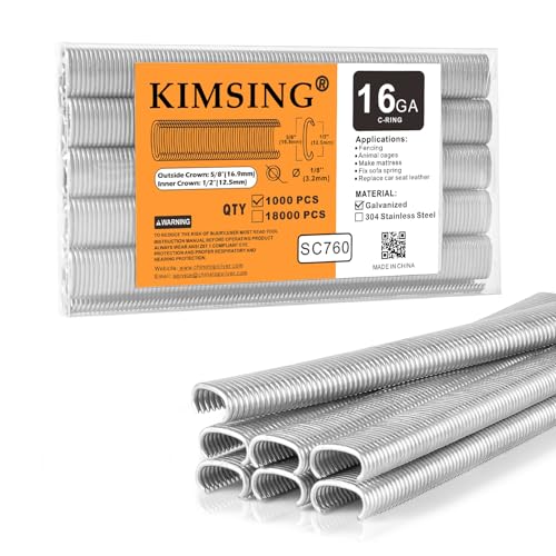 Kimsing SC760 16 Gauge 1,6 cm Krone, verzinkt, C-Ring-Klammern, C-Ringe, Schweine-Ringe, Draht-Zaun-Heftklammern, Verschlüsse für C-Ringpistole, Hog-Ring-Werkzeug, C-Ring-Zange, 1000 Stück/Packung Kimsing SC760 16 Gauge 1,6 cm Krone, verzinkt, C-Ring-Klammern, C-Ringe, Schweine-Ringe, Draht-Zaun-Heftklammern, Verschlüsse für C-Ringpistole, Hog-Ring-Werkzeug, C-Ring-Zange, 1000 Stück/Packung von China-top Silver