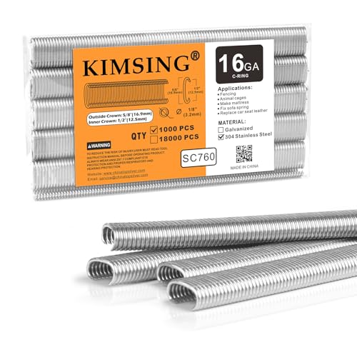 Kimsing SC760 16 Gauge 5/8 Zoll Krone Edelstahl C Ring Klammern C-Ringe Hog Ringe Drahtzäune Klammern Verschlüsse für C-Ringpistole, Hog Ring Werkzeug, C-Ringzange, 1000 Stück/Packung Kimsing SC760 16 Gauge 5/8 Zoll Krone Edelstahl C Ring Klammern C-Ringe Hog Ringe Drahtzäune Klammern Verschlüsse für C-Ringpistole, Hog Ring Werkzeug, C-Ringzange, 1000 Stück/Packung von China-top Silver
