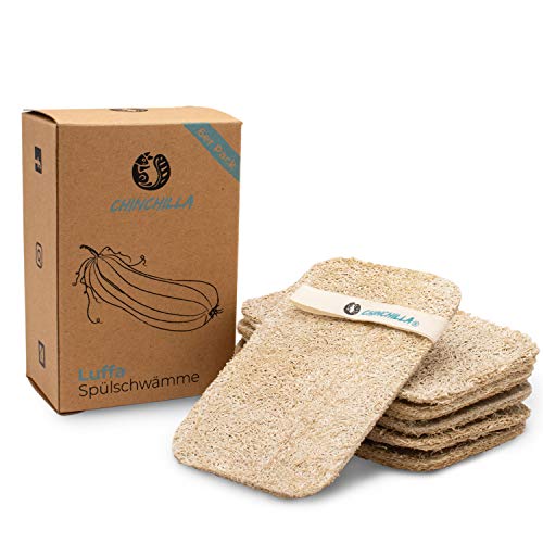 Chinchilla® Luffa Schwamm Küche | 6er Pack nachhaltige Küchenschwämme | waschbar & wiederverwendbar | Nachhaltige & vegane Spülschwämme | Naturschwamm aus Luffa Gurke von Chinchilla