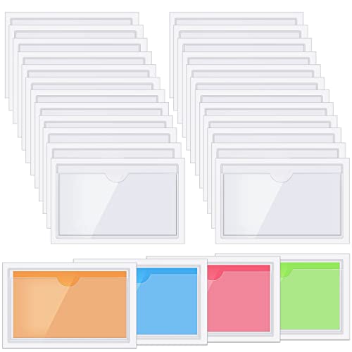 30er Pack Selbstklebende Karteikarten Taschen mit Offener Oberseite zum Beladen Idealer Kartenhalter zum Organisieren und Schützen Ihrer Karteikarten Glasklarer Kunststoff (4,06 x 2,48 Zoll) von Chinco