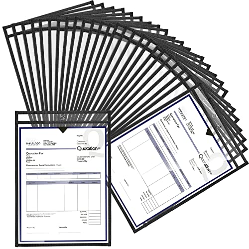 56 Stück trocken abwischbare Ticket-Taschen, 25.4x35.6 cm, trocken abwischbar, wasserdicht, durchsichtig, wiederverwendbare Kunststoffhüllen für Lehrmittel, Klassenzimmer (schwarz) von Chinco