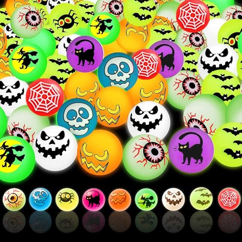 Chingcoo 81 Stück Halloween Luminous Flummi Im Dunkeln, Leuchtende Flummies für Kinder, Springende Bälle, Gummiball Hüpfball für Halloween Party Mitgebel Spielzeug Geschenk Süßes oder Saures Chingcoo 81 Stück Halloween Luminous Flummi Im Dunkeln, Leuchtende Flummies für Kinder, Springende Bälle, Gummiball Hüpfball für Halloween Party Mitgebel Spielzeug Geschenk Süßes oder Saures von Chingcoo