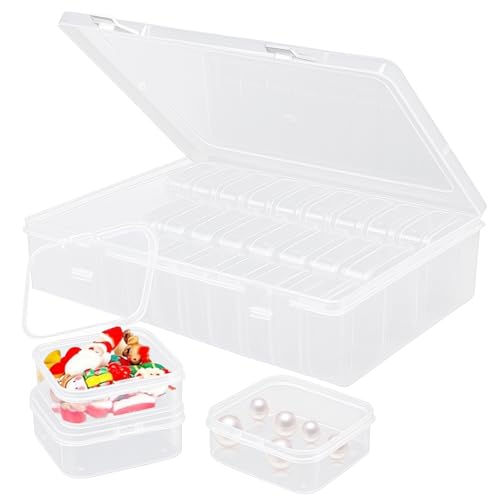 Chingcoo Kleine Aufbewahrungsbox, 30 Stück Transparente Kunststoff Aufbewahrungsbox mit Deckel Klein, Sortierboxen für Kleinteile für Kleine Perlen, Pillen, Bastelartikel, Schmuck (Weiß) von Chingcoo