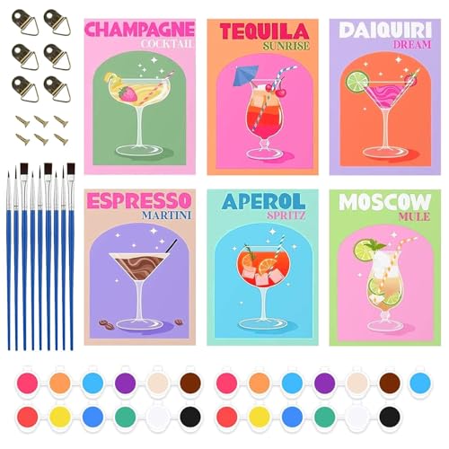 Chingcoo Malen nach Zahlen Cocktail Set für Erwachsene – DIY Acrylmalerei Set mit Pinseln und Farben, 20x30 cm Leinwand für kreative Entspannung (Rahmenlos) von Chingcoo