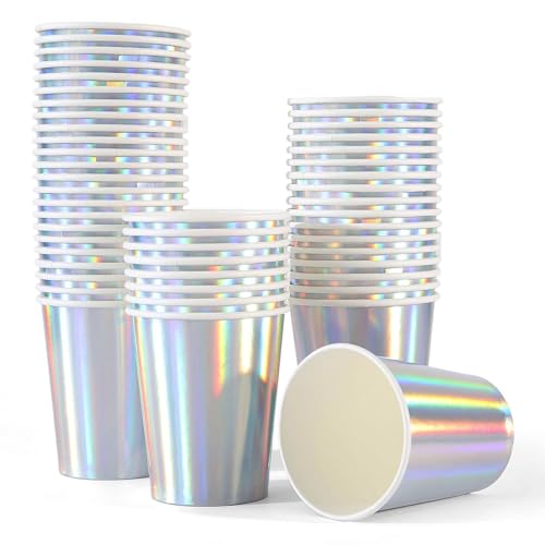 Chingcoo Pappbecher Bunt, 50 Stück Partybecher 250ml/9oz, Glitzerbecher Kinder, Pappbecher Hochzeit, Bunte Party Becher, Papierbecher Holografisches Silber Becher für Geburtstag Hochzeit Picknick Chingcoo Pappbecher Bunt, 50 Stück Partybecher 250ml/9oz, Glitzerbecher Kinder, Pappbecher Hochzeit, Bunte Party Becher, Papierbecher Holografisches Silber Becher für Geburtstag Hochzeit Picknick von Chingcoo