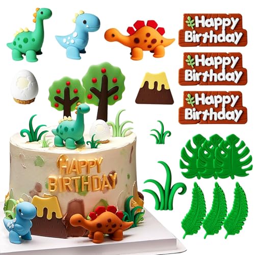 Dinosaurier Kuchendekoration, 16 pcs Dino Tortendeko Cake Toppers Dinosaurier Themen Kuchen Dekoration Kinder BabyParty Dinosaurier Geburtstag von Chingcoo