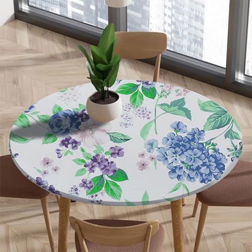 Tischdecke Rund, Ø 48" (90-110 cm) Outdoor Runde Tischdecke mit Gummizug,Abwaschbar Rund, Garten tischdecke mit Bunte kleine Blumen Muster von Chingcoo