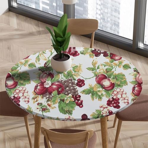 Tischdecke Rund, Tischdecke Abwaschbar Rund,Outdoor Runde mit Gummizug Garten tischdecke mit Bunte kleine Blumen Muster für 90-110CM von Chingcoo