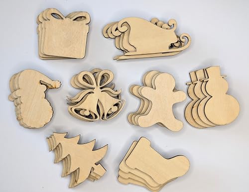 Holzformen, Weihnachtsdekoration, Bastelformen, 4-6 cm, 32 Stück, hergestellt in Großbritannien, 8 festliche Designs, Scrapbook-Kartenherstellung Holzformen, Weihnachtsdekoration, Bastelformen, 4-6 cm, 32 Stück, hergestellt in Großbritannien, 8 festliche Designs, Scrapbook-Kartenherstellung von Chirpy & Goose