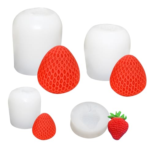 3D-Erdbeer-Silikonform, 4 Stück, große Erdbeer-Silikonform, Schokolade, Süßigkeiten, Fondant, Erdbeere, Seife, Kerzen, Maulbeerwachs, Schmelzformen 3D-Erdbeer-Silikonform, 4 Stück, große Erdbeer-Silikonform, Schokolade, Süßigkeiten, Fondant, Erdbeere, Seife, Kerzen, Maulbeerwachs, Schmelzformen von Chistepper