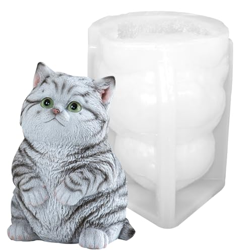 Supergroße Katzen-Silikonform, niedliche Katze, Epoxidharz, Gießform, Katze, Tier, Kerzenherstellung, Polymer-Ton, Werkzeug für Heimdekoration (klein) von Chistepper