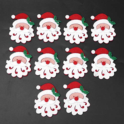 Chiyyak 10pcs Süße Weihnachts-Stoff-Flecken, Nicht Gewebter Stoff DIY-Ornamente Elch Weihnachtsbaum Schneeflocken Schneemann für Weihnachtsstrumpfbaumröcke (Der Kopf des Weihnachtsmanns) von Chiyyak