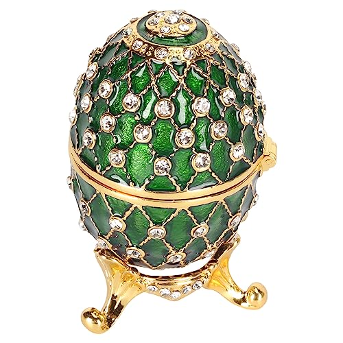 Chiyyak Keepsake Box, Lebendige Farben Zink Legierung Metall Schmuckschatulle Multi Zweck Eierform für die Aufbewahrung (Grün) von Chiyyak