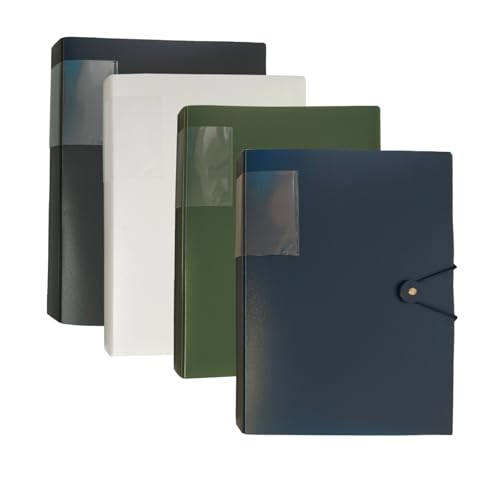 A4-Präsentationsmappen, Ordner mit Kunststoffhüllen, 80 transparente Taschen mit Schnalle, A4-Präsentationsmappe, organisierte Dokumentenaufbewahrung für Schule und Büro (Schwarz/Dunkelblau/Weiß von Chliinl