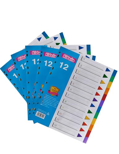 Aktenregister A4, 5 Stück, 12 Teile, Ringbücher, Index-Trennblätter, bunte Kunststoff-Ordner-Trennblätter für Büro, Schule, Zuhause, Akten, Trennblätter von Chliinl