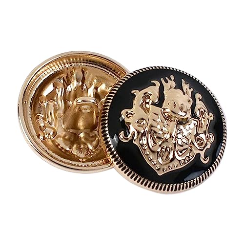 10 Stück 10-28mm Metallknöpfe, rund, Retro-Schaft, dekorative Knöpfe für Mäntel, Hemden, Schnallen, Kleidungsdekoration, Schnallen-Nähzubehör, Goldschwarz, 28mm 10 Stück 10-28mm Metallknöpfe, rund, Retro-Schaft, dekorative Knöpfe für Mäntel, Hemden, Schnallen, Kleidungsdekoration, Schnallen-Nähzubehör, Goldschwarz, 28mm von Chlikeyi