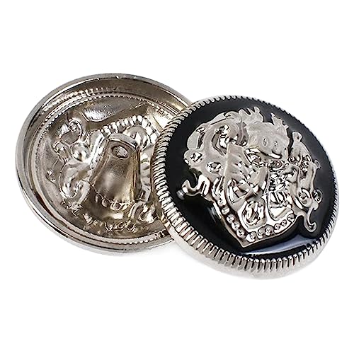 10 Stück 10-28mm Metallknöpfe, rund, Retro-Schaft, dekorative Knöpfe für Mäntel, Hemden, Schnallen, Kleidungsdekoration, Schnallen-Nähzubehör, Silber schwarz, 23mm von Chlikeyi