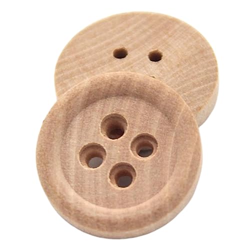 4 kleine Löcher natürliche runde Holzknöpfe, dekoratives Design für Kinderkleidung, Jacken, Strickjacken, Holz-DIY-Accessoires, Hellbraun, 20mm 20 Stück von Chlikeyi
