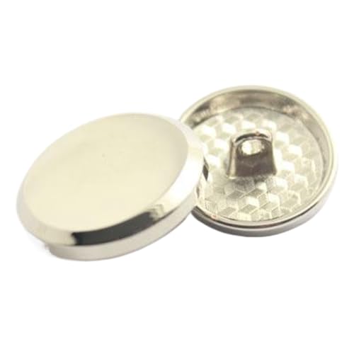 Abgeschrägte flache handgenähte Metallknöpfe 12-25mm, Silber, 23mm-10 Stk von Chlikeyi