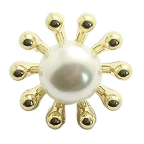 Blumen-Metallperlen-Kombinationsknopf, 20/25mm, Gold, 25mm-10 Stk von Chlikeyi