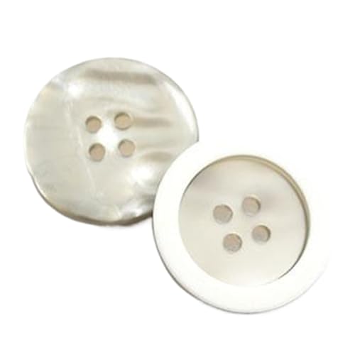 Bunte Knöpfe aus Kunstharz mit schmalem Rand und Perlmuttfarbe für Hemden, 11-25mm, Weiß, 25mm-10 Stk Bunte Knöpfe aus Kunstharz mit schmalem Rand und Perlmuttfarbe für Hemden, 11-25mm, Weiß, 25mm-10 Stk von Chlikeyi