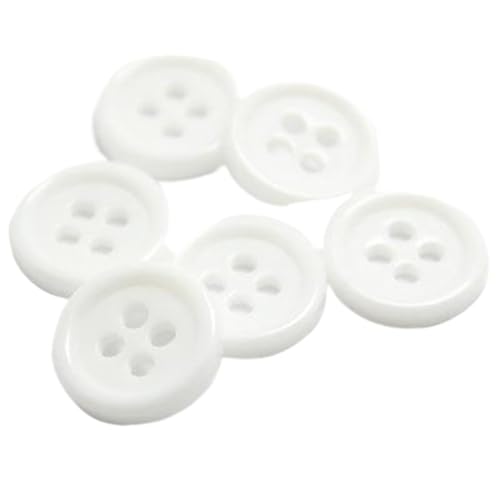 Hemdknopf mit vier Ösenknöpfen aus Kunstharz mit dünner Kante, Weiß, 28mm-10 Stk von Chlikeyi