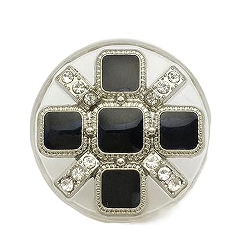 Knöpfe, Metallknopf, Blazer, dekorativer Knopf, runder Diamantknopf, Zubehör, Silber und Schwarz, 17.5mm, 5 Stücke Knöpfe, Metallknopf, Blazer, dekorativer Knopf, runder Diamantknopf, Zubehör, Silber und Schwarz, 17.5mm, 5 Stücke von Chlikeyi