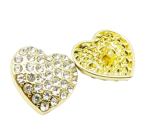 Knöpfe Diamant-Nieten-Mantelknopf Herz, Herzförmig, 25mm, 4 Stücke von Chlikeyi