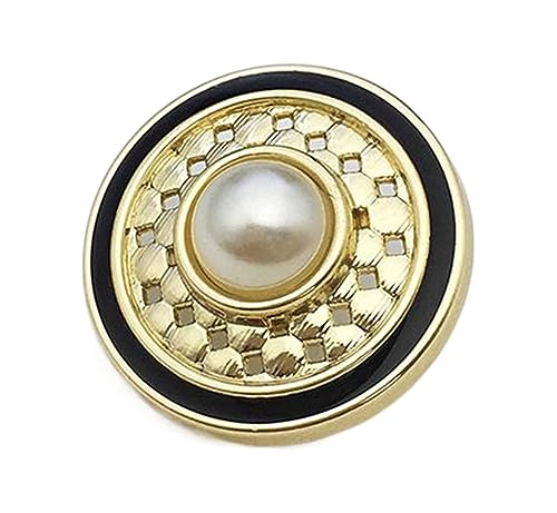 Knöpfe Metallausschnitt Perlenknopf Damen Top Mantel Blazer Mantel Goldknöpfe, Gold und Schwarz, 20mm, 5 Stücke von Chlikeyi