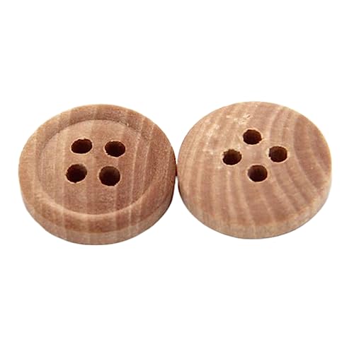 Natürliche runde Holzknöpfe für Kinder, 50 Stück, 10mm, Größe 4 Löcher, zum Nähen von Baby-Cardigans, flache Rückseite, dekoratives DIY-Zubehör, Eine Farbe, 11mm 50 Stück von Chlikeyi