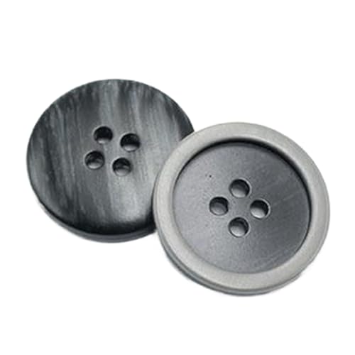 Schmalkantige Knöpfe aus gebürstetem Kunstharz mit Perlmutt-Finish, Schwarz, 20mm-10 Stk von Chlikeyi