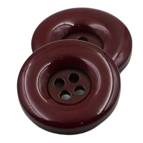 Schwarz-weiße Harzknöpfe mit vier Löchern für Mäntel und Jacken, Dunkelrot, 23mm-10 Stk von Chlikeyi