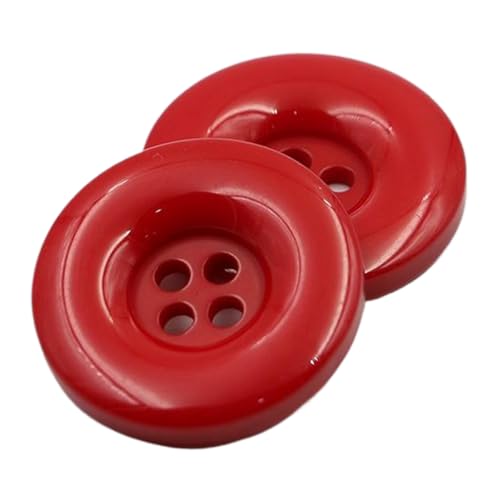 Schwarz-weiße Harzknöpfe mit vier Löchern für Mäntel und Jacken, Rot, 38mm-10 Stk von Chlikeyi