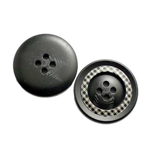 Vier-Loch-Knopf aus Kunstharz für Herren und Damen, Anzug, Mantel, 15-28mm, Schwarz, 28mm-10 Stk von Chlikeyi